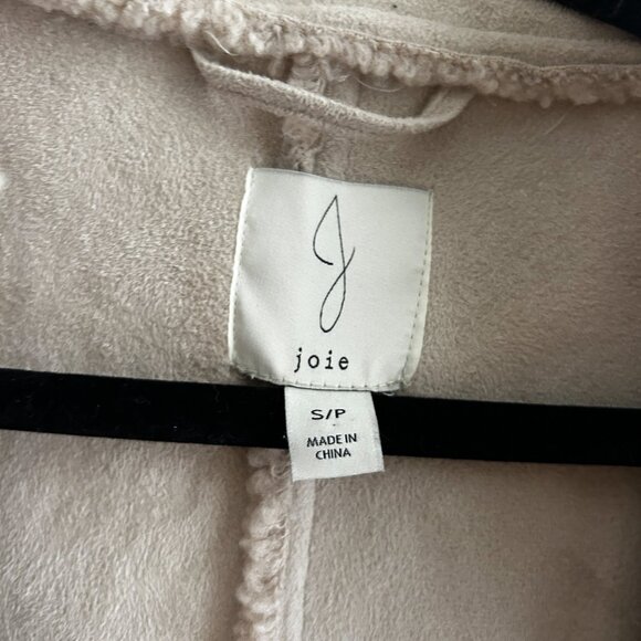 JOIE Biege Cream Sherpa Oversized Lined Teddy Jacket SZ S - Picture 6 of 9